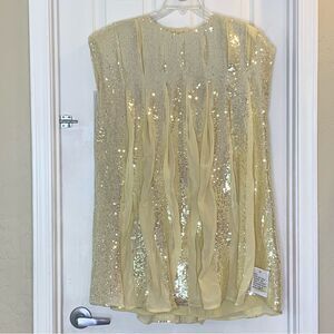 ASOS EDITION embellished allover sequin pleat trapeze mini dress in cream